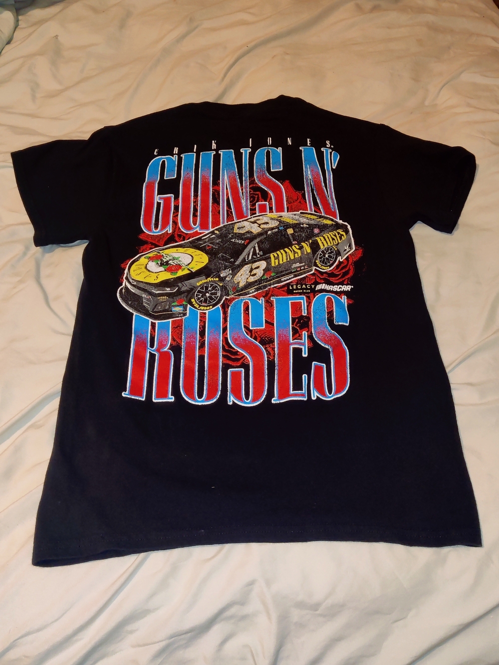 Legacy Black Guns N' Roses Nascar Graphic Tee with Red and Blue Print See Pics